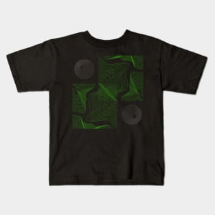 ABSTRACT WAVES LINES CIRCLES HYPNOSIS GREEN Kids T-Shirt